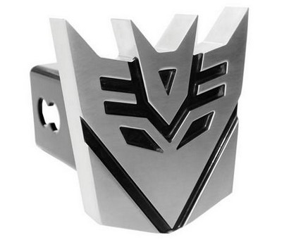 Brushed Finish Decepticon Hitch Plug with Black Hightlights - Click Image to Close